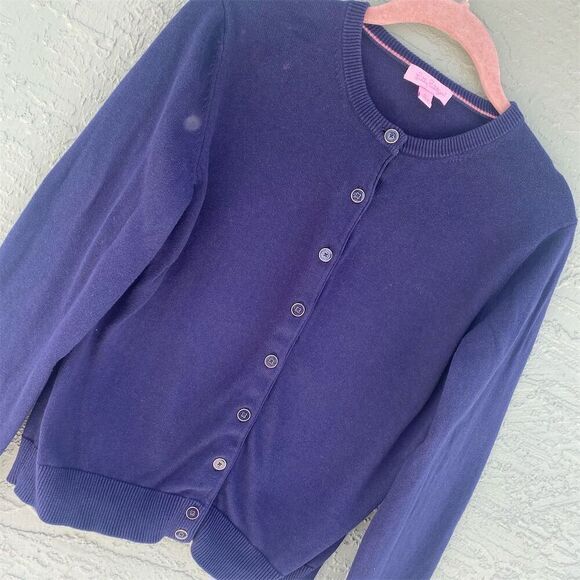 Lilly Pulitzer Women's Navy Blue Crewneck Cardigan Sweater Size S Long Sleeve - Picture 3 of 10